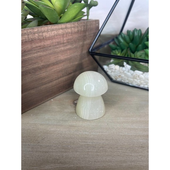 Green Onyx Mushroom Crystal Carving - Picture 3 of 5